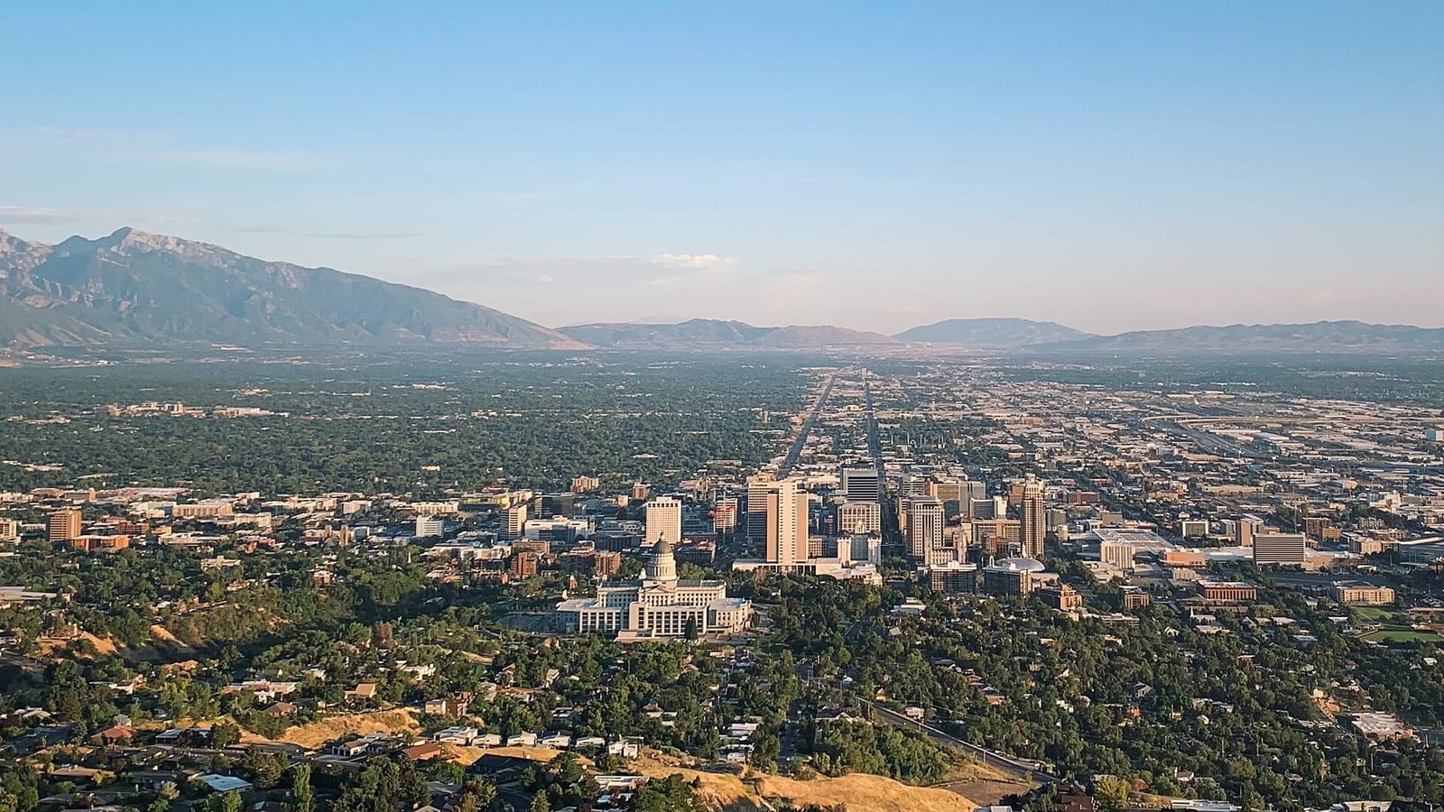 Salt Lake City and the Wasatch Range from Ensign Peak, Utah Salt Lake City and the Wasatch Range from Ensign Peak, Utah